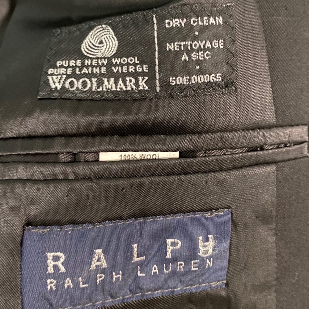 RALPH Ralph Lauren Mens 44R Black 100% Wool Blazer Silver Crest Button Dillard's - Picture 2 of 10